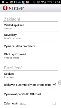 Prohlížeč Opera pro Android