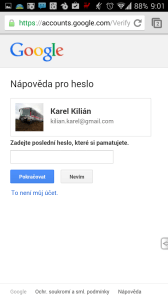 Na žádost o zadání staršího hesla odpovíte Nevím