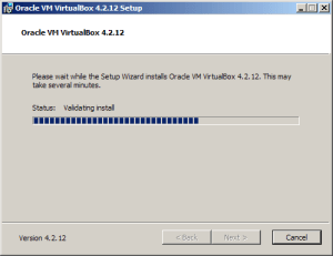 Instalace VirtualBoxu: probíhající instalace