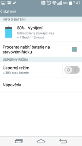 Informace o stavu baterie