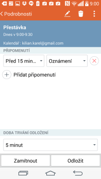 Podrobnosti události kalendáře