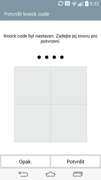 Úvodní nastavení - odemykání funkcí Knock Code