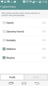 Zapínání a vypínání sekcí