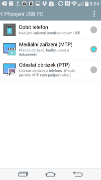 Možnosti připojení telefonu k počítači