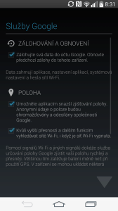 Úvodní nastavení - služby Google