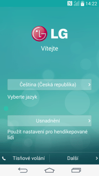 Úvodní nastavení - volba jazyka