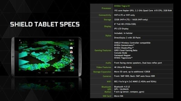 nvidia shield tablet specs