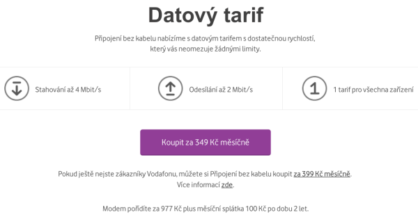 Vodafone Turbo Internet doma i na chalupě