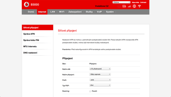 Vodafone Turbo Internet nastavení modemu 4