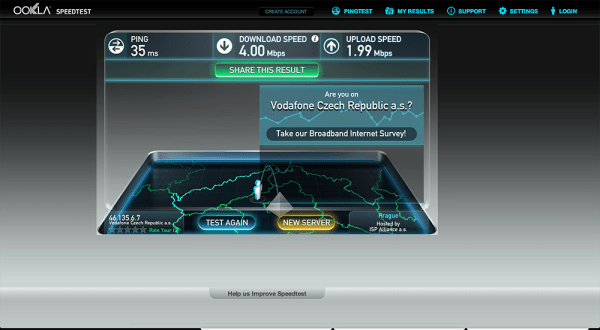 Vodafone Turbo Internet test rychlsoti 1