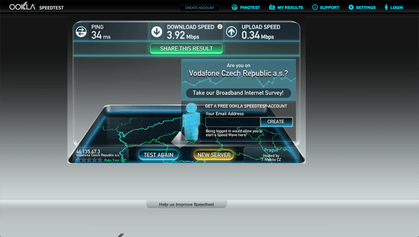 Vodafone Turbo Internet test rychlsoti 5
