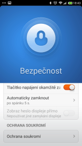 Xiaomi Redmi Note - aplikace bezpečnost
