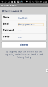 Vytvoření účtu Navmii