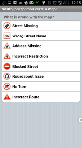 Ohlášení chyby v mapě