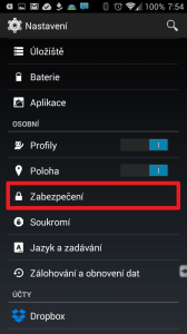 ...v sekci Zabezpečení...