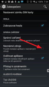...deaktivujte volbu Neznámé zdroje