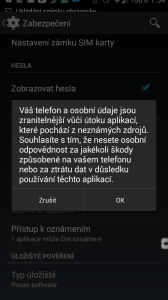 Na nebezpečí instalace aplikací z neznámých zdrojů upozorňuje i systém