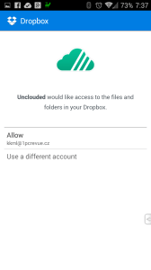 Schválení přístupu aplikace do Dropboxu
