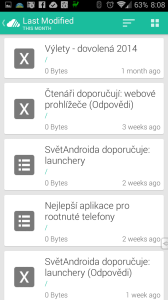 Přehled posledních změněných a vytvořených souborů