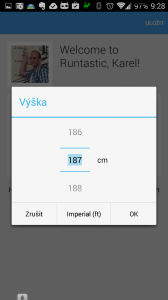 Zadání výšky uživatele
