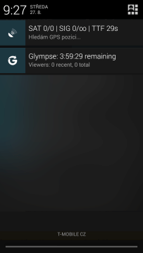 Glympse v oznamovací oblasti