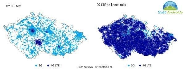 Mapa pokrytí LTE O2 budoucnost