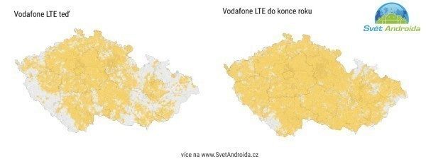 Mapa pokrytí LTE Vodafone budoucnost