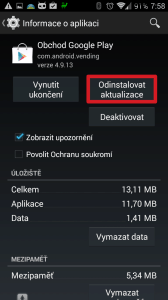 Odinstalovat aktualizace