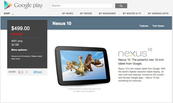 Nexus 10 je vyprodán déle než rok