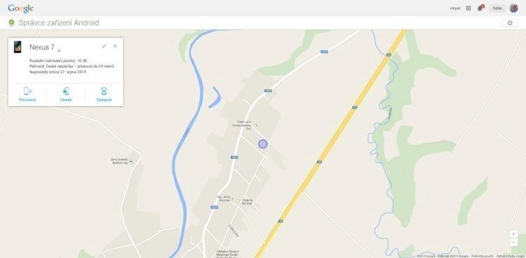 Správce zařízení Android: zobrazení polohy v mapě