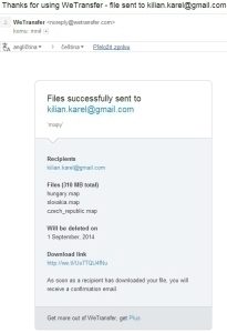 E-mail odesílateli souborů