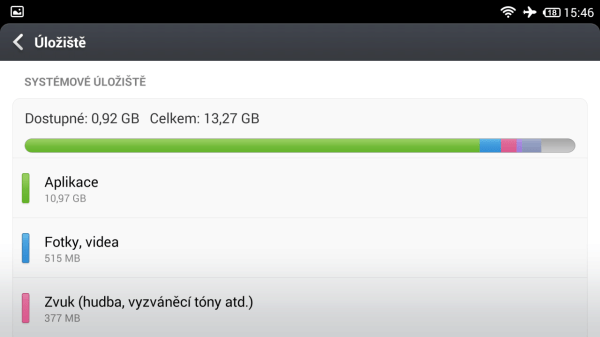 Pro naše data je připraveno přibližně 12 GB místa