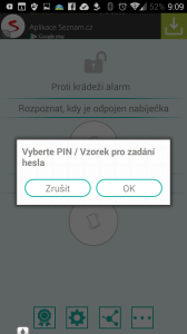 Zadání PINu nebo gesta