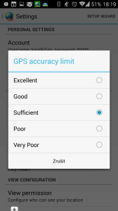 Nastavení přesnosti GPS