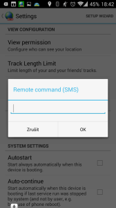 Zadání SMS příkazu pro spuštění