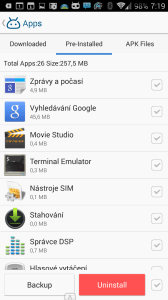 Předinstalované aplikace
