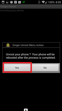 Odstranění rootu s aplikací Ginger Unroot