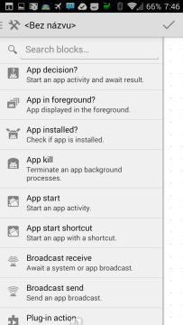 Vyberte položku App start