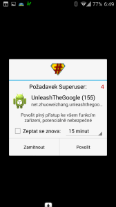 UnleashTheGoogle vyžaduje práva roota