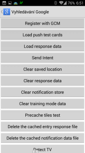 Sekce Testing zapnutá aplikací UnleashTheGoogle