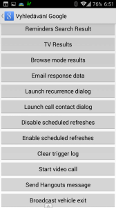 Sekce Testing zapnutá aplikací UnleashTheGoogle