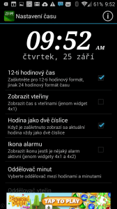 Možnosti nastavení widgetu Widgety DIGI Clock Widget