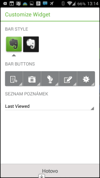 Nastavení Evernote Widget