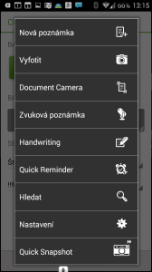 Konfigurace tlačítek Nastavení Evernote Widget