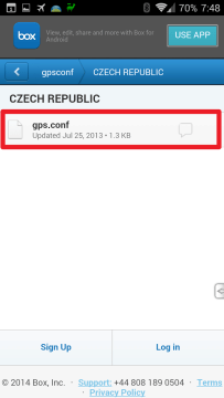 Vyberte složku se svou zemí a stáhněte soubor gps.conf