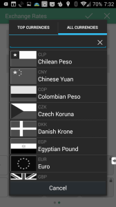 Nastavení panelu Exchange Rates