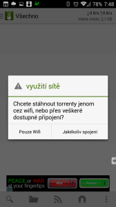 Dotaz na používané připojení