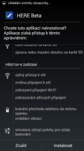 Oprávnění aplikace Nokia HERE