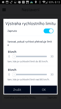 Výstraha rychlostního limitu