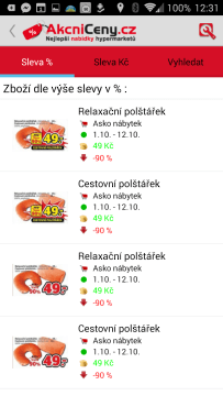 Sekce Zboží - dle slevy v procentech